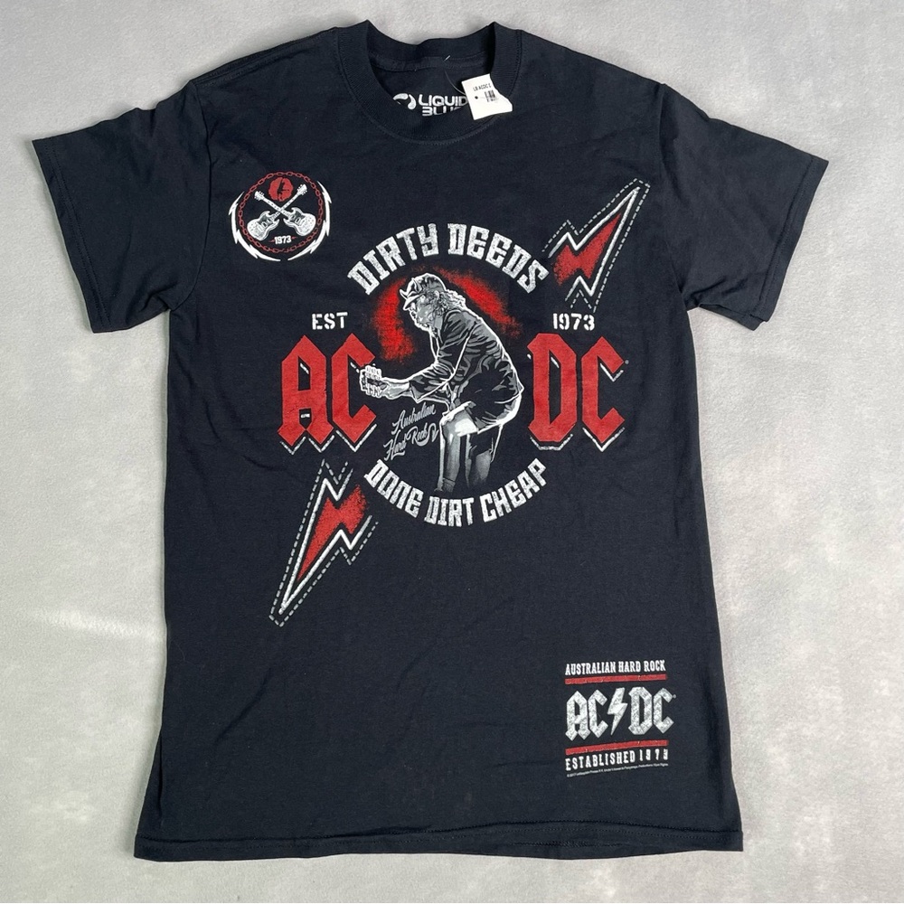 AC/DC DIRTY DEEDS Rock T Shirt by Liquid Blue Small est. 1973 ACDC New Tags